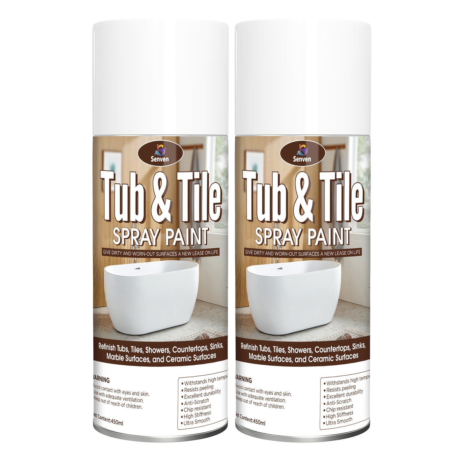 2PCS 450ML Tub and Tile Spray Paint White Gloss Aerosol Spray Tile