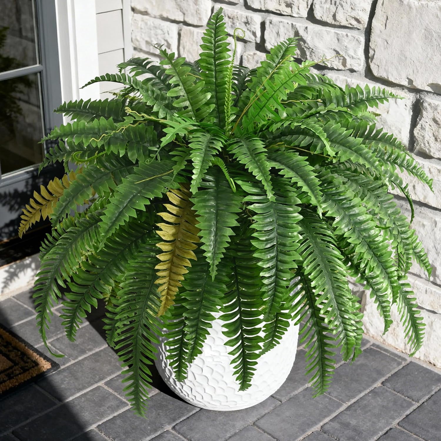 2PCS 45in Fake Ferns Large Artificial Plants Outdoor  Weatherproof Faux  Fern Realistic Hanging Decor for Porch Home Garden