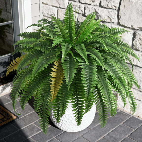 2PCS 45in Fake Ferns Large Artificial Plants Outdoor Weatherproof Faux Fern Realistic Hanging Decor for Porch Home Garden