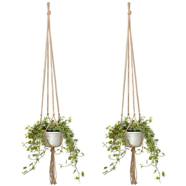 2PCS 47 Inches Plant Flower Hanger Macrame Jute for Indoor Outdoor Ceiling Deck Balcony Round and Square Pots 2PCS 47 Inches Plant Flower Hanger Macrame Jute for Indoor Outdoor Ceiling Deck Balcony Round and Square Pots