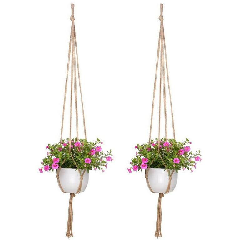 2PCS 47 Inches Plant Flower Hanger Macrame Jute for Indoor Outdoor Ceiling Deck Balcony Round and Square Pots 2PCS 47 Inches Plant Flower Hanger Macrame Jute for Indoor Outdoor Ceiling Deck Balcony Round and Square Pots