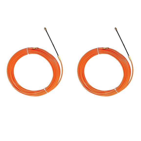 2PCS 4mm Orange Guide Device Nylon Electric Cable Push Pullers Duct Snake Rodder Fish Tape Wire, 5 Meter & 15 Meter