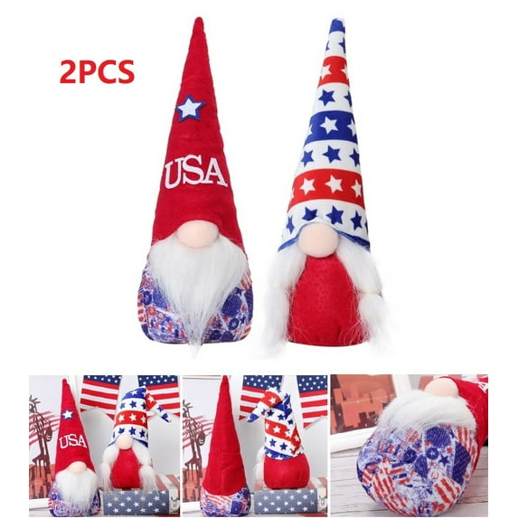 2PCS 4th of July Gnomes Patriotic Gnomes Independence Day Memorial Day Home Party Indoor Table Decorations, Style 1
