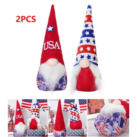2PCS 4th of July Gnomes Patriotic Gnomes Independence Day Memorial Day Home Party Indoor Table Decorations, Style 1