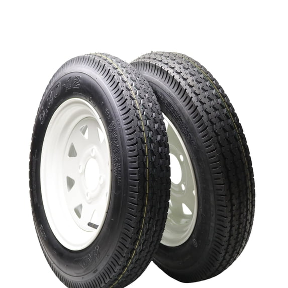 2PCS 5.30-12 Tire, 5.30x12 Lawn Mower & Tractor Turf Tire, 530 12 with Rim 5 Lug On 4.5", Load Capacity 1050 LBS