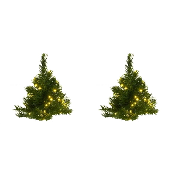 2PCS 5.9In Floating Christmas Trees with LED String Lights,Aerial Hanging Christmas Decorations for Home,for Indoor Holiday Decor,DIY Christmas Lights for Living Room Bedroom Window Shop Decorations
