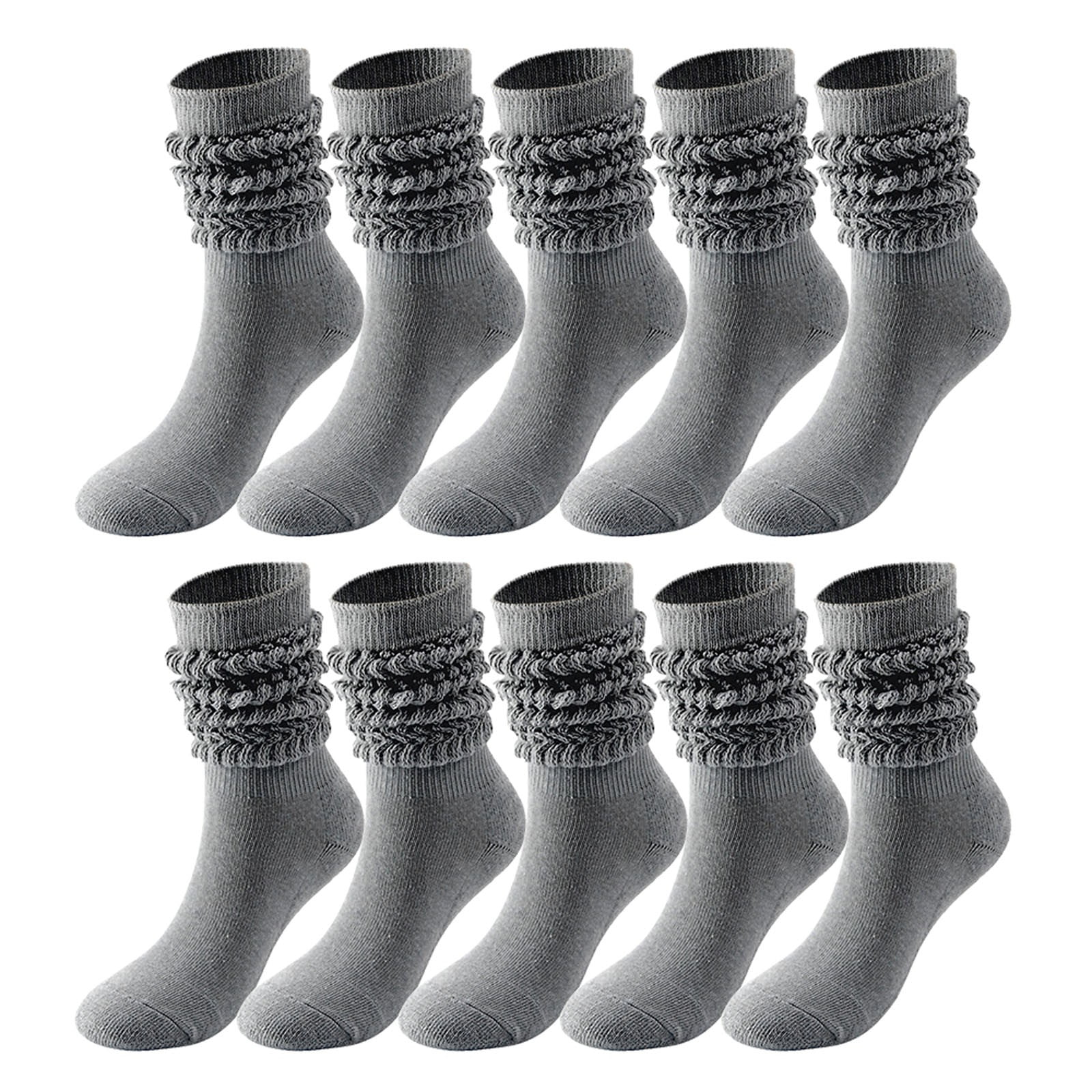 2PCS 5 Pairs Soild Color Socks Women Thigh High Boot Soft Scrunch