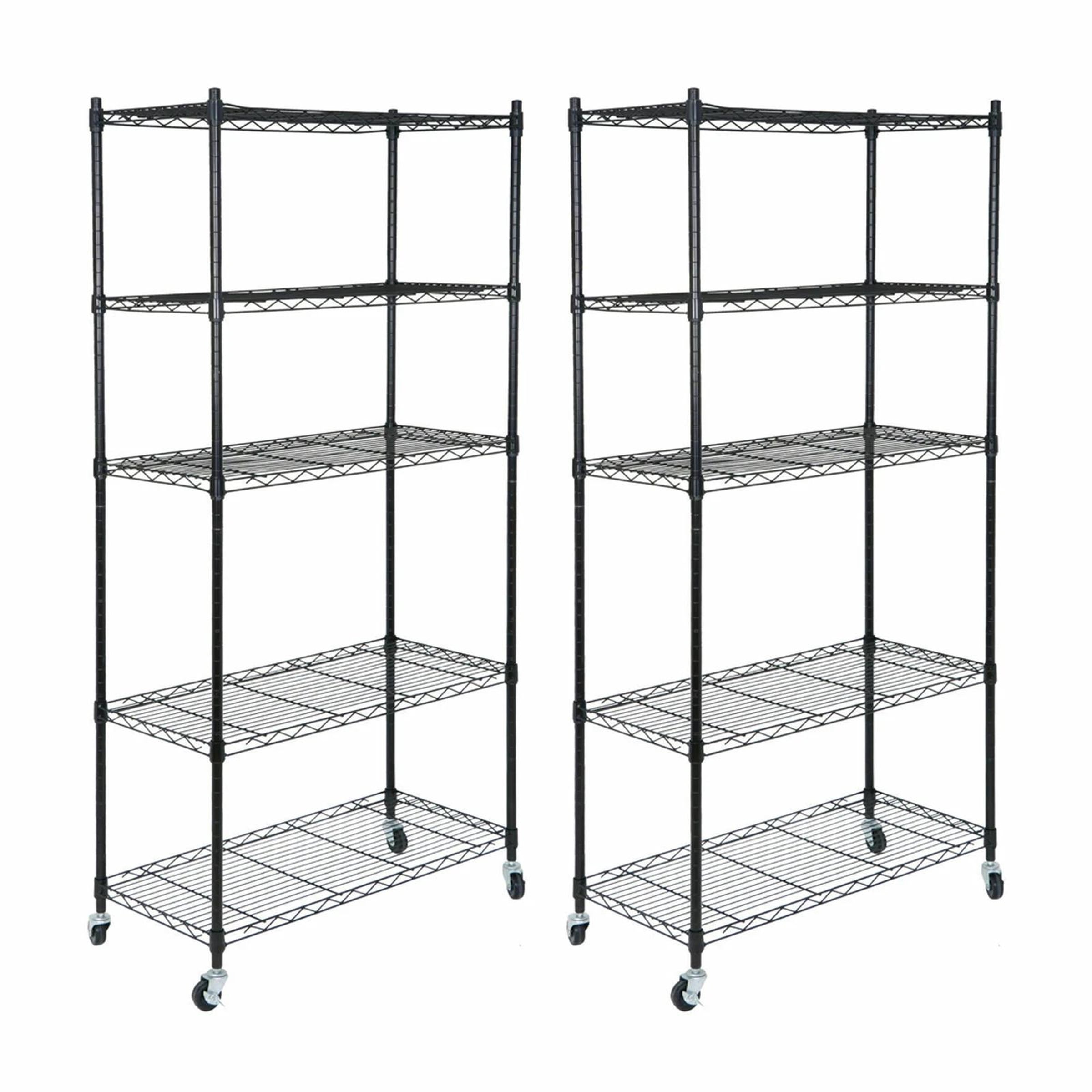 2PCS 5-Shelf Heavy Duty Storage Shelving Unit Organizer Wire Rack with ...