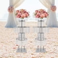 thumbnail image 1 of 2PCS 5-Tier Flower Stand, Elegant Wedding Flower Display Stand, Crystal Hanging Plant Display Stand for Home and Wedding Decor, Iron and Acrylic Design Standing Rack (Silver-Square Base), 1 of 16