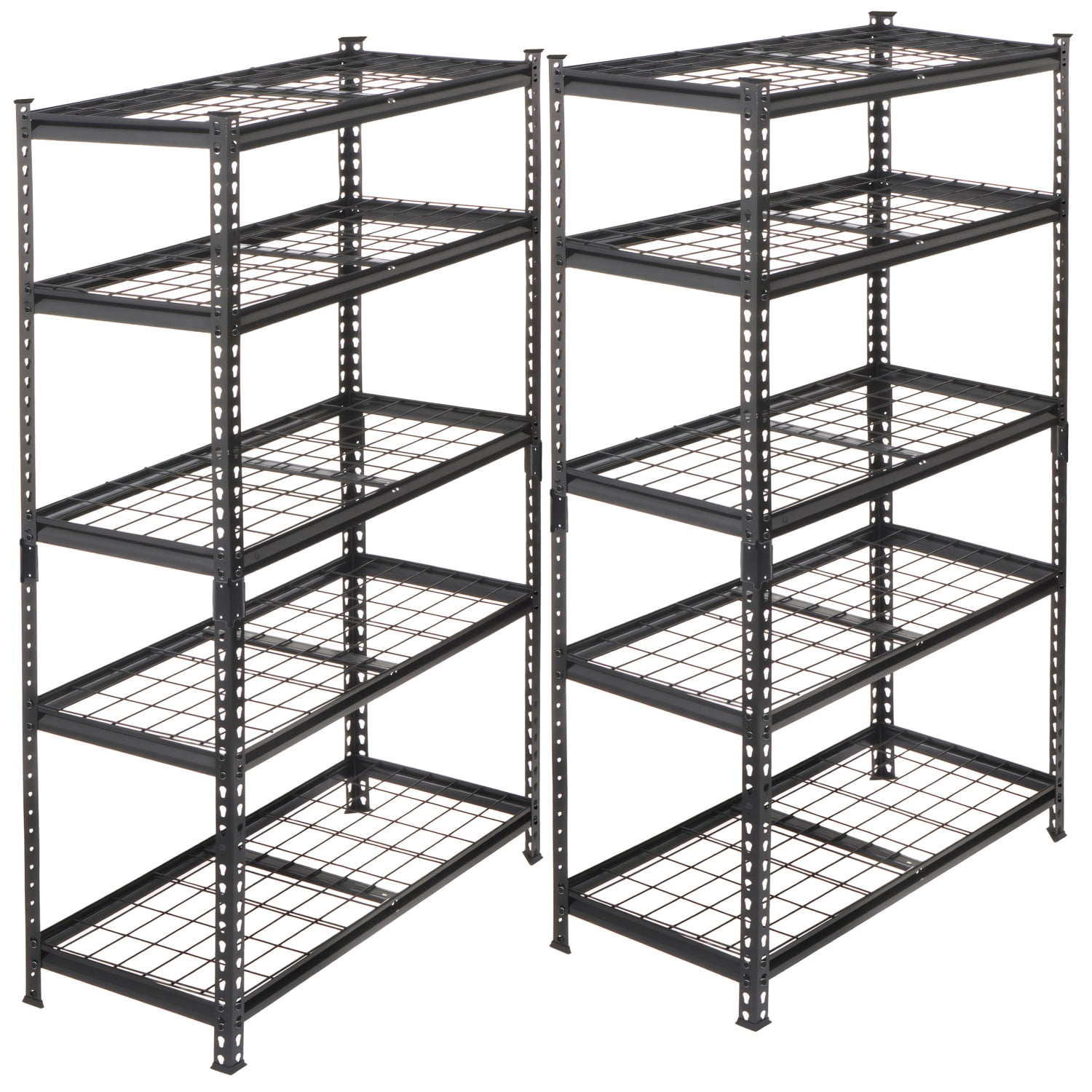 2PCS 5-Tier Storage Shelves set, Heavy-Duty Garage Shelving, Adjustable Shelving Unit, Steel Shelf, Boltless Assembly, for Garage, Shed, Black
