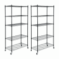 2PCS 5Tier Wire Shelving Unit Rack Large Space Shelves Stroage Rolling