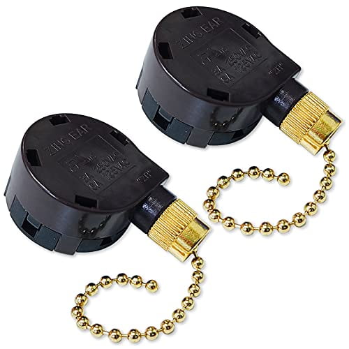 Zing Ear Ceiling Fan Speed Switch - 3 Speed 4 Wire Control Replacement (2 Pack)