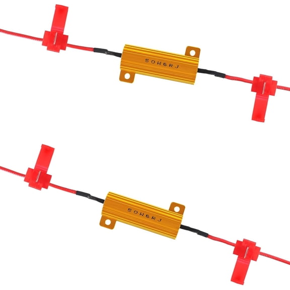 2PCS 50W 6 Ohm LED Load Resistor Car Lamp Resistor Automotive Replacement Resistors with Clips for Fix Signal Blink Error Code Turn Signal Lights