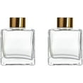 thumbnail image 1 of 2PCS 50ml/1.7oz Empty Clear Glass Diffuser Jars with Gold Cap Small Square-Shaped Essential Oil Container Fragrance Accessories Use for DIY Replacement Set, 1 of 9