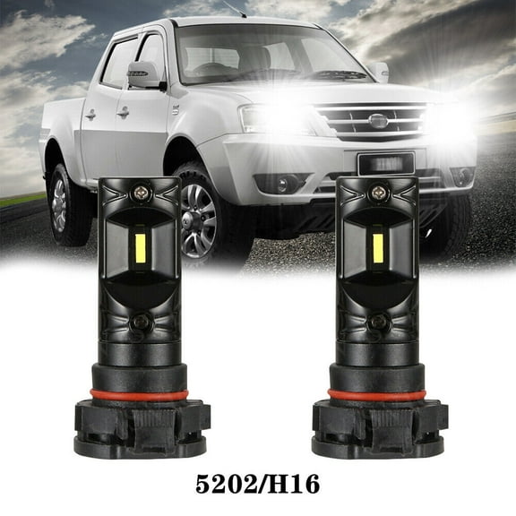 2PCS 5202 2504 LED Car Driving Fog Light Bulbs 100W 6500K Bright White Headlamps