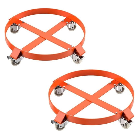 2PCS 55 Gallon Drum Dolly, Heavy Duty Dolly Cart with Steel Frame, Cross Braces, 4 Swivel Caster Wheels, 1000 LBS Trash Can Non Tipping Hand Truck Capacity Dollies