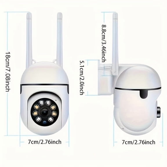2PCS 5G IP Security Cameras 3MP Full HD, 2.4G WiFi, Night Vision, 2-Way Audio, Motion Detection, IP54 Waterproof, Real-Time Alerts for Home Business