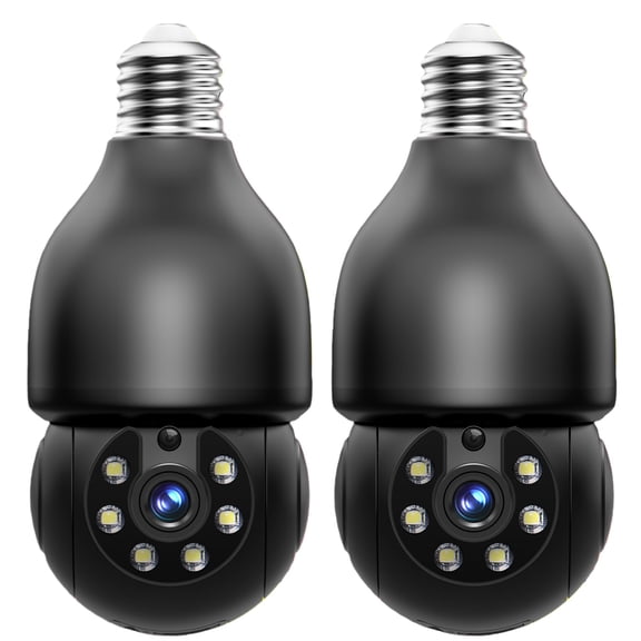 2PCS 5MP Light Bulb Security Camera, 5G&2.4G WiFi Security Cameras Wireless Outdoor, 360Bulb Cameras for Home Security, Motion Detection and Alarm, Two-Way Talk, Color Night Vision