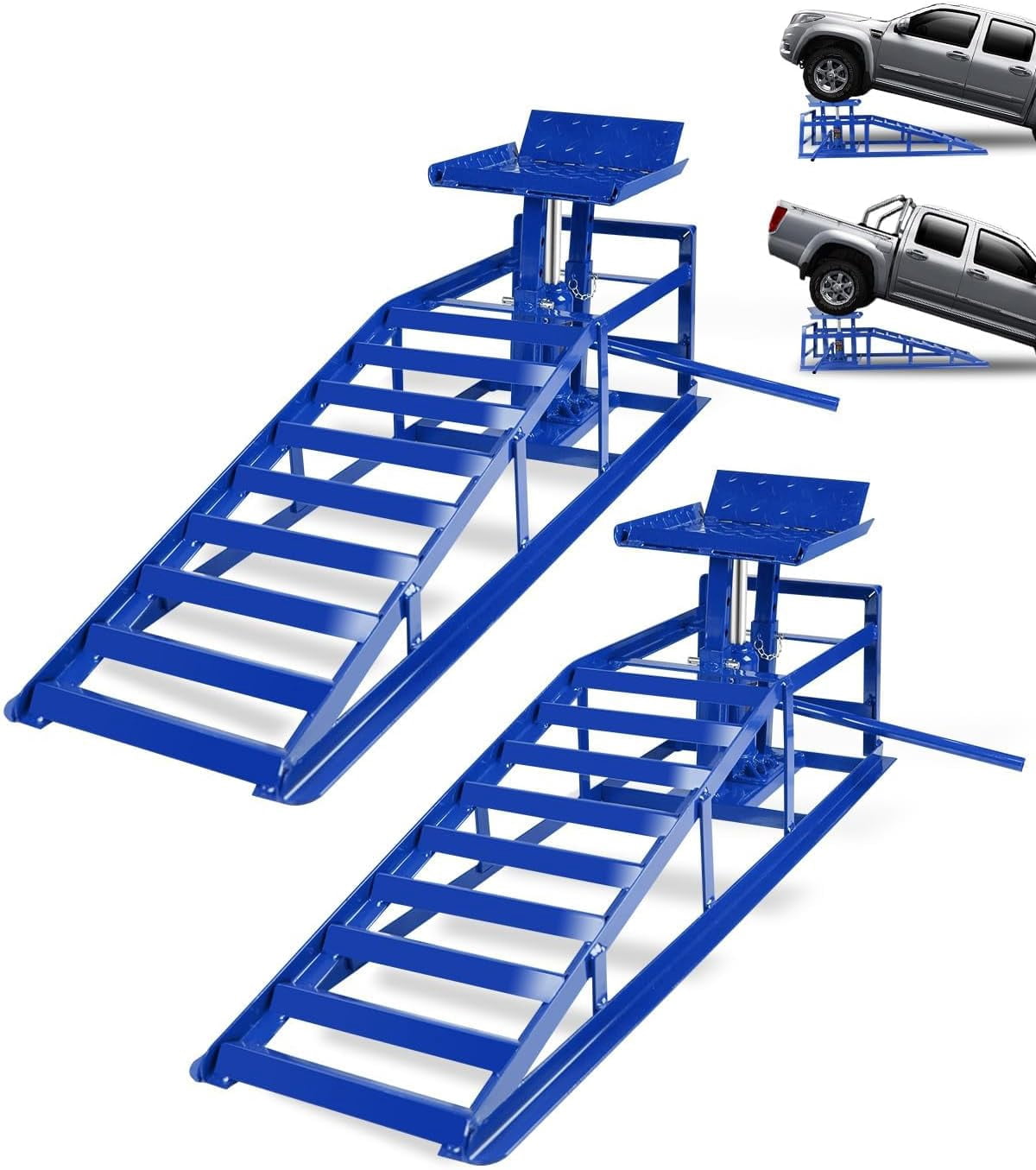2PCS 5T 10,000 Lbs Hydraulic Car Ramps - Adjustable 9.3-14
