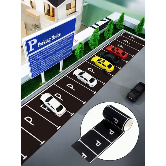 2PCS 5m Cartoon P Parking Lot Road Track Tape DIY Traffic Railway Highway Car Train Bend Use Self Adhesive Vinyl Sticker Decal