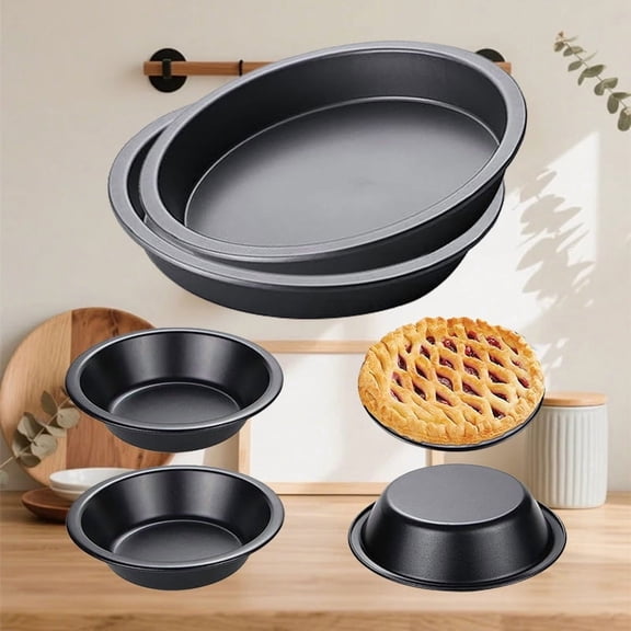 2PCS 6.5 Inch Carbon Steel Round Cake Pans,4 Pack Mini Pie Pans, 5 Inch Pie Tins Reusable Round Small Pie Pans, Carbon Steel Mini Tart Pan Nonstick Round Small Pie Tins for Baking Dessert, Fruit Pie