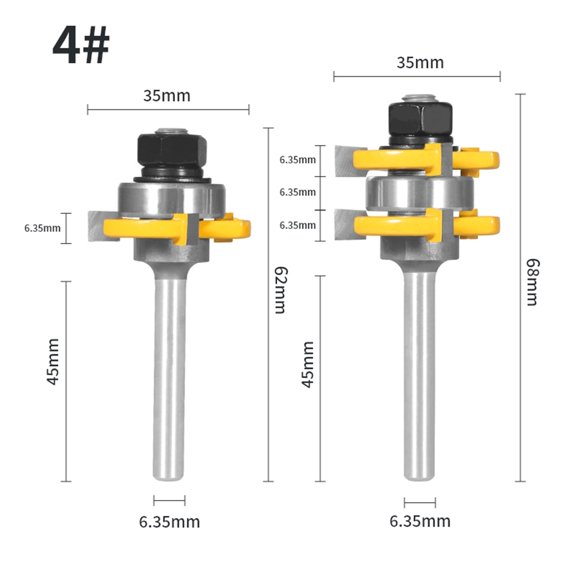 2PCS 6/6.35/8/12/12.7MM Shank 47.6MM Cutter Router Bit Woodworking Milling Cutter For Wood Face Mill ,Great Multi-Purpose Application