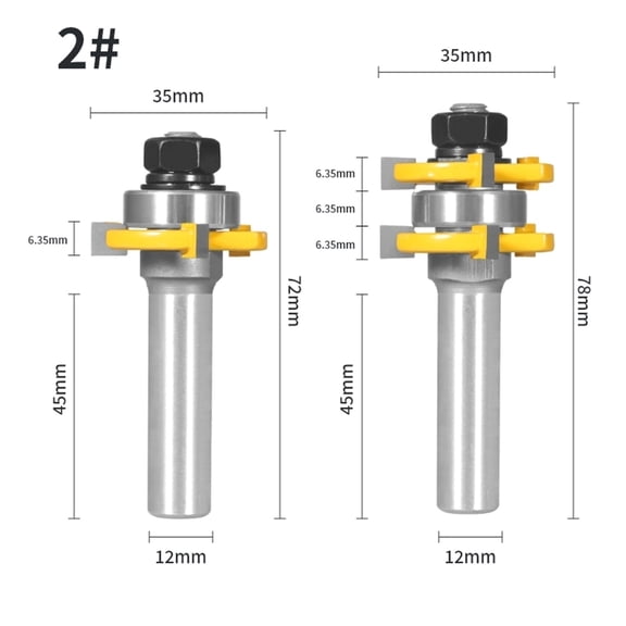 2PCS 6/6.35/8/12/12.7MM Shank 47.6MM Cutter Router Bit Woodworking Milling Cutter For Wood Face Mill ,High Efficiency