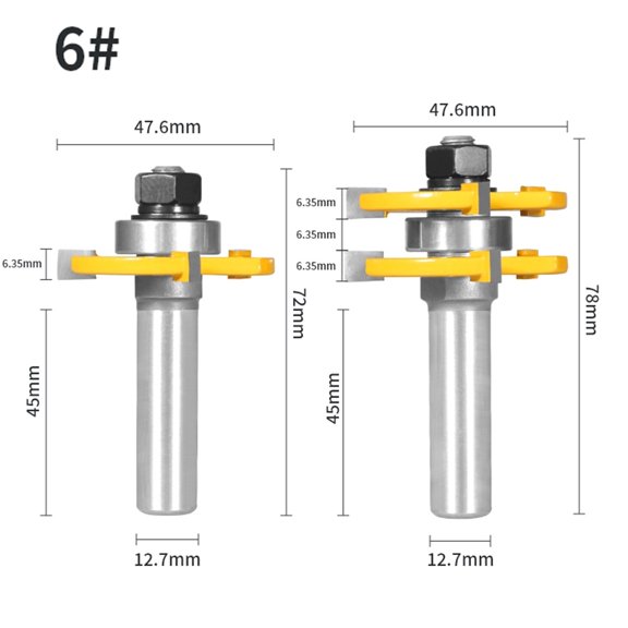 2PCS 6/6.35/8/12/12.7MM Shank 47.6MM Cutter Router Bit Woodworking Milling Cutter For Wood Face Mill ,High Efficiency
