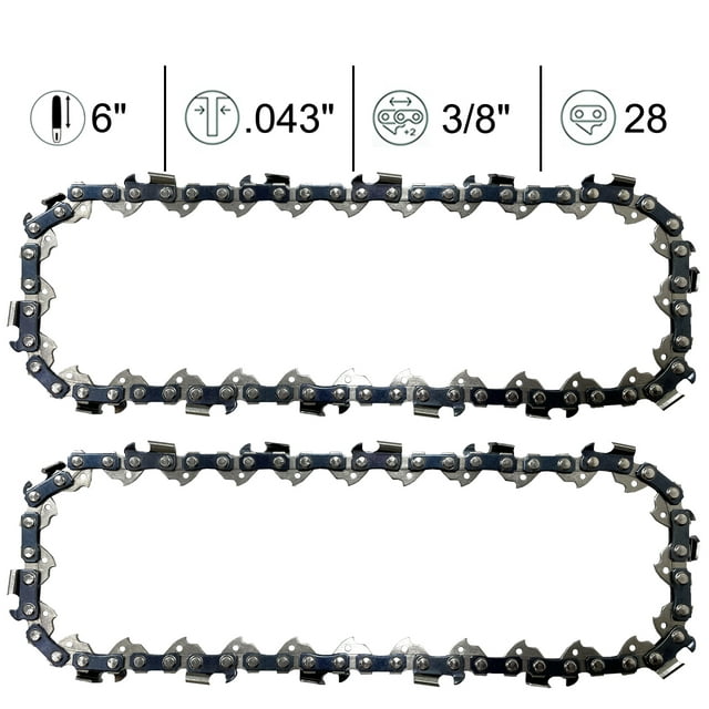2PCS 6" Chainsaw Chain Replacement for Milwaukee M12 FUEL 12-Volt Lithium-Ion Chainsaw 3/8 043 28dl