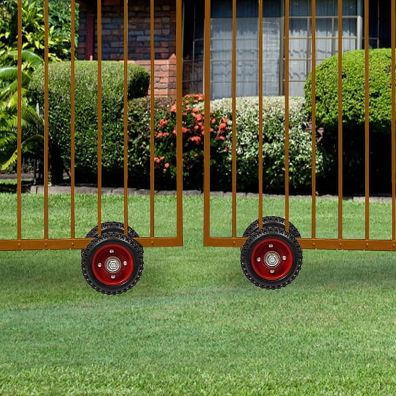 2PCS 6'' Heavy-Duty Rubber Wheel Double-U Bolts Gate Rollers for Fence Gates, Driveway Gates