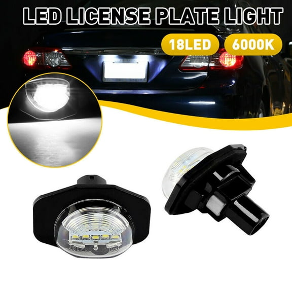 2PCS 6000K White LED License Plate Light Lamp Housing for Toyota Corolla 2009-2013