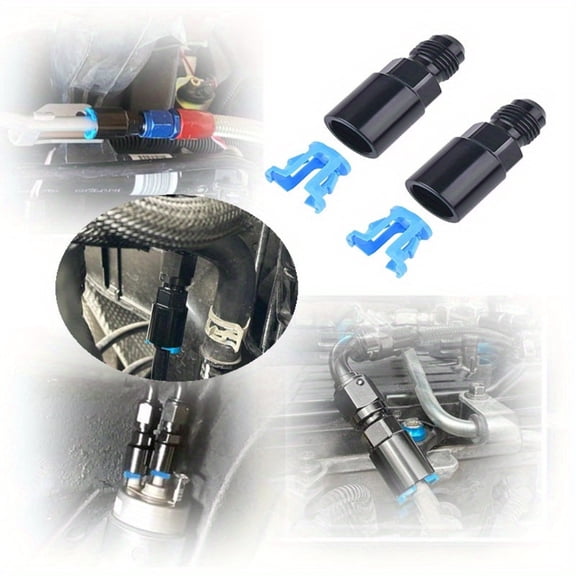 2PCS 6AN Male to 5/16" EFI Fuel Rail Fitting with SAE Quick-Disconnect Push-On Female, Automotive Accessories Suitable for Vehicle Fuel Oil Line Modification