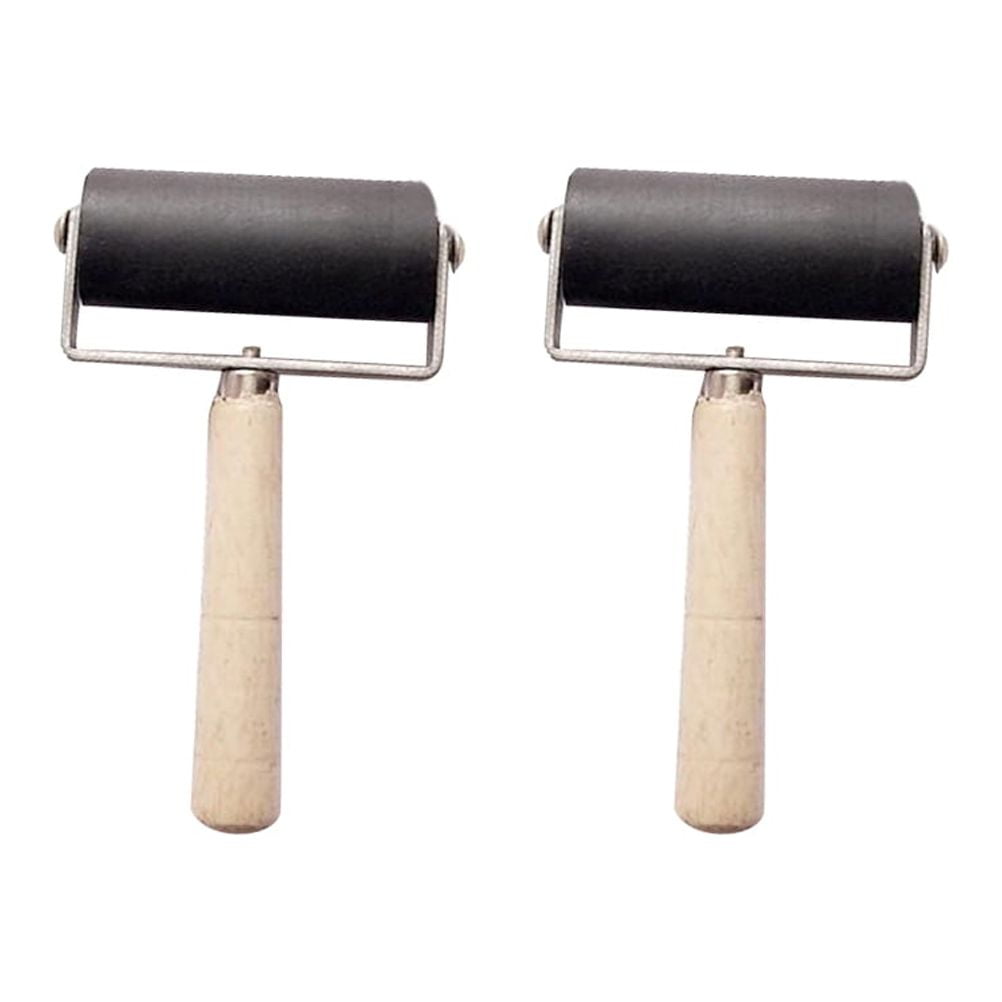 2PCS 6cm Ink Stamping Roller Rubber Brayer Printmaking Craft Projects