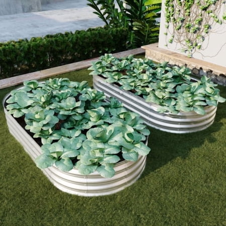 2PCS 6x3x1ft Galvanized Raised Garden Bed, Outdoor Metal Garden Box, Large Planter Raised Beds for Vegetables, Flowers, Herbs, and Succulents
