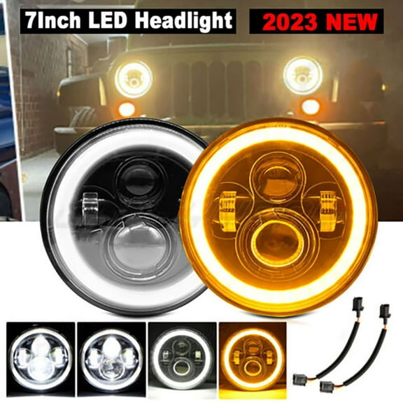 2PCS 7" inch LED Headlight Hi/Lo Beam DRL Angel Eye for 1966-1978 SUZUKI Samurai