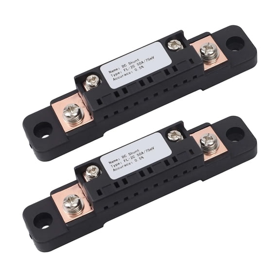 2PCS 75mV 50A DC Current Shunt Resistor FL-2C for Ammeter Measurement 0.5% Accuracy High Temp Flame Retardant Stable Reading