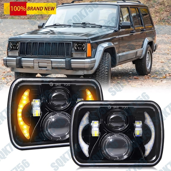 2PCS 7X6" LED Headllight Turn Signal DRL For Jeep Cherokee XJ 1984-2001 H6054LL