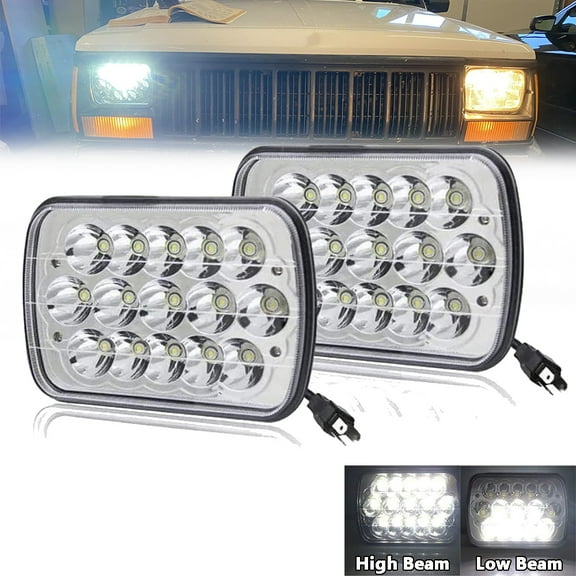 2PCS 7x6" 5x7" LED Headlight Hi-Low Beam H6054 Fit for Jeep Cherokee XJ YJ Chevy