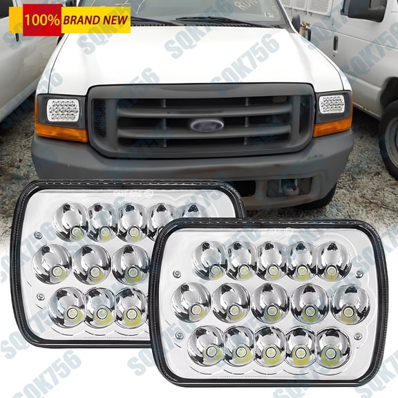 2PCS 7x6" LED Square Headlight HI/LO DRL For Ford F250 F350 F450 F550 Super Duty