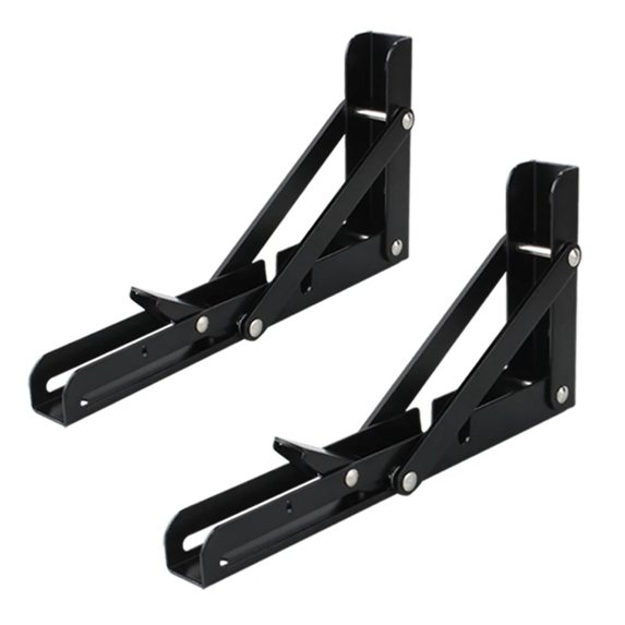 2PCS 8-20 Inch Black Triangle Folding Angle Bracket Heavy Support Adjustable Wall Shelves Mounted Table Shelves Home Hardware