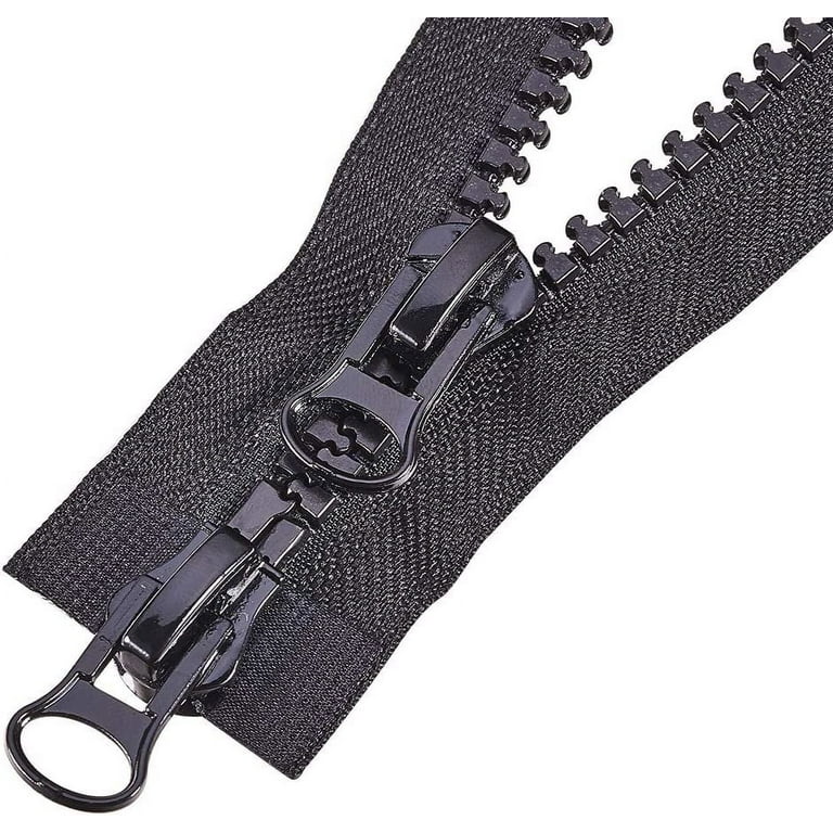 2 Way Zipper - Heavy Duty Two Way Zipper with Two Way Jacket Zipper Pull  #10 Dual Metal Separating Med Weight 2 Way Metal Coat Zipper for Sewing