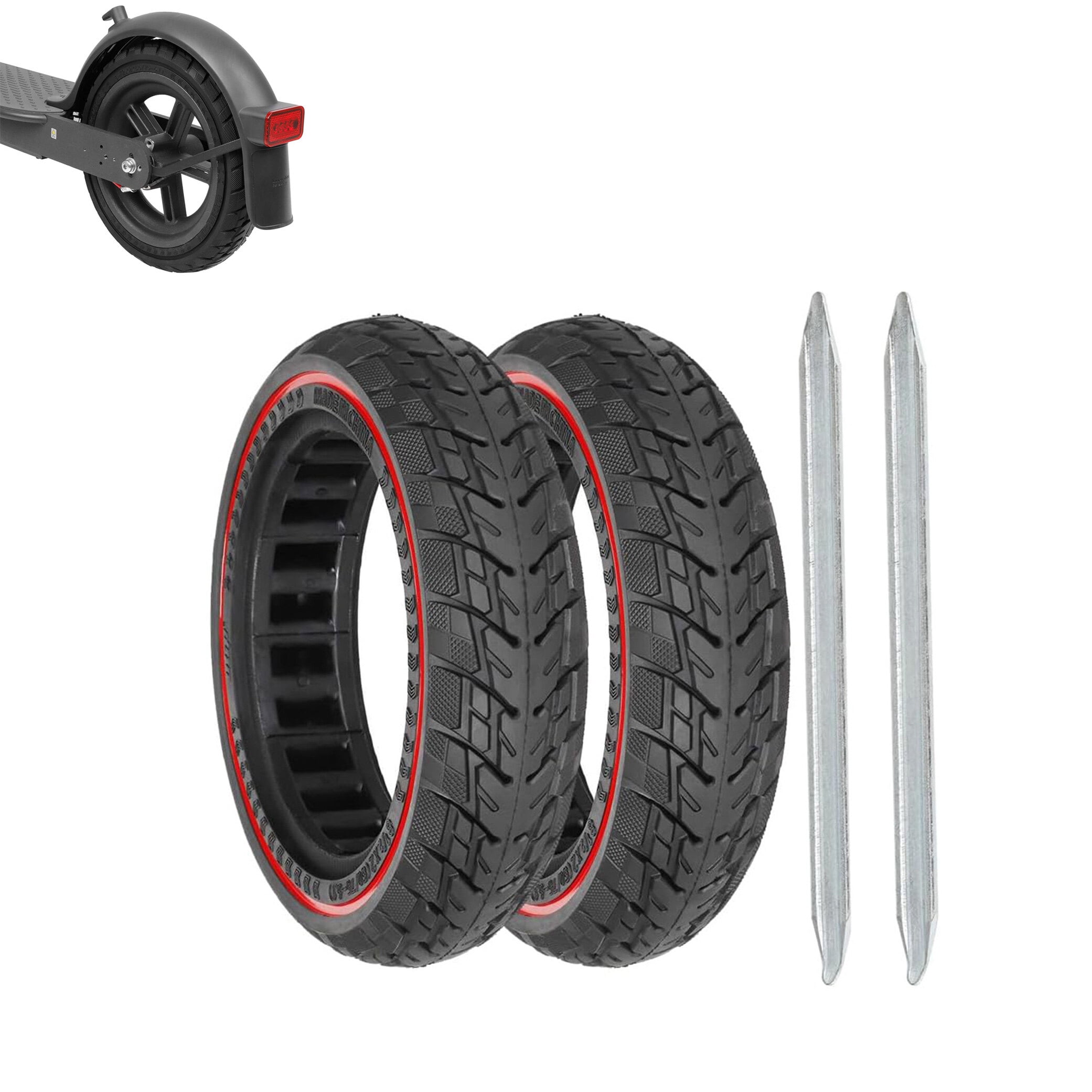 2PCS 8.5 Inch Solid Tire 8 1/2x2 Honeycomb Tires for Electric Scooter 50/75-6.1 Front and Rear Replacement Off-Road Tire with 2 Steel Levers
