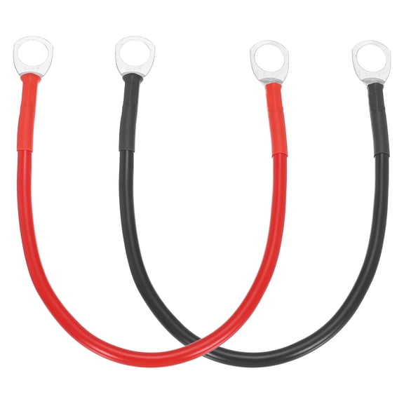2PCS 8 AWG Battery Cable, 1ft Battery Inverter Cables with 1/2" Ring Terminals for Marine Solar Boat Car RV, Red Black