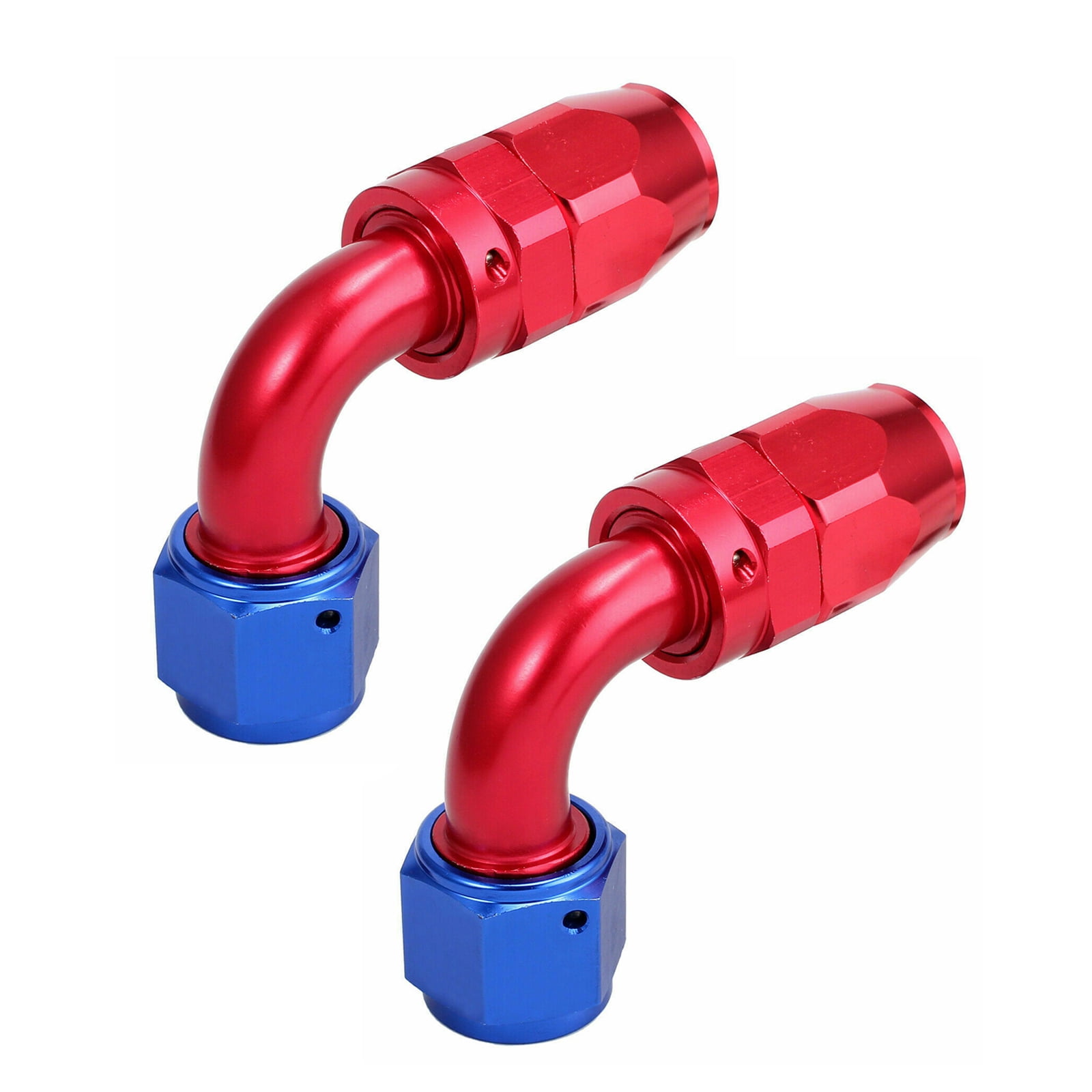 2PCS AN8 90 Degree Swivel Hose End Fittings - Black Aluminum For Fuel/Oil Braided Hose (Not For E85)