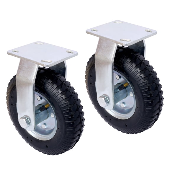2PCS 8IN Pneumatic Caster Wheels Rigid Plate Steel Hub Ball Bearings 5/8-Inch Bore Axle - Black, Caster Wheels for Carts and Dollies