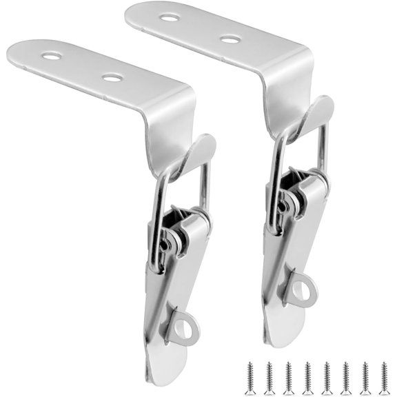 2PCS 90-Degree Angle Latch, Stainless Steel Corner Latch with Keyhole, Tool Box Hood Clasp Buckle Lock Latch with Screws for Case Box Closet
