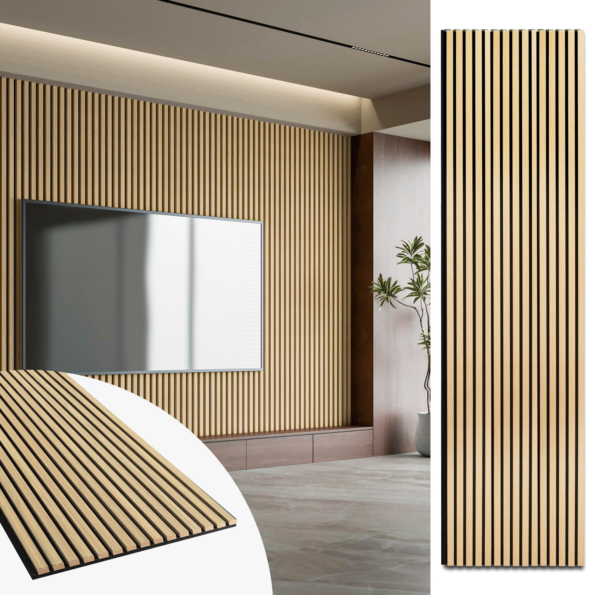 Art3dwallpanel 2PCS 95.7''x24'' Wood Slat Acoustic Panels, MDF 3D Decorative Wall Paneling,Oak,31.9 sq.ft.