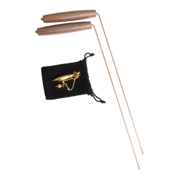 2PCS 99% Copper Dowsing Rod Metal Detector For Water Witching Portable Dragons Seekings Divination Tools With Wooden Handles