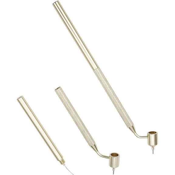 2PCS 9mm Fine Line Precision Touch up Painting Pen Detailing Fluid Writer Paint Applicator Portable Drawing Pen Gold Construction Slanting Tip for Rock Chips Scratch Repair SplitterLight Gold