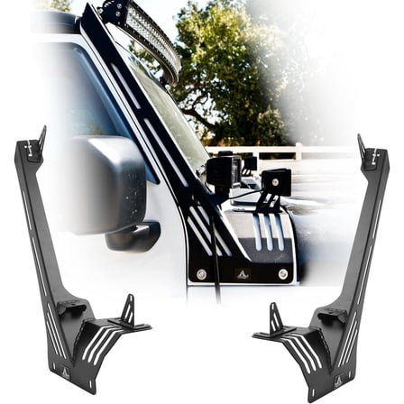 2PCS A-Pillar LED Lights Bar Mounting Brackets for 2018-2025 Jeep Wrangler JL,50"-52" Inch Straight Windshield Light Bar for 2019-2025 Jeep Gladiator JT,Type 1